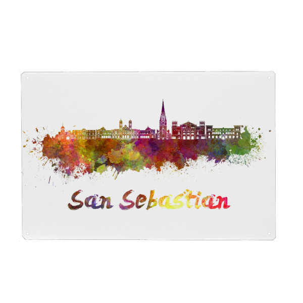 Holzbild "SAN SEBASTIAN skyline-x" artboxONE - Städte,Abstrakt,Architektur