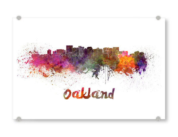 Acrylglasbild "OAKLAND skyline in watercolor-b" artboxONE - Städte,Abstrakt,Architektur
