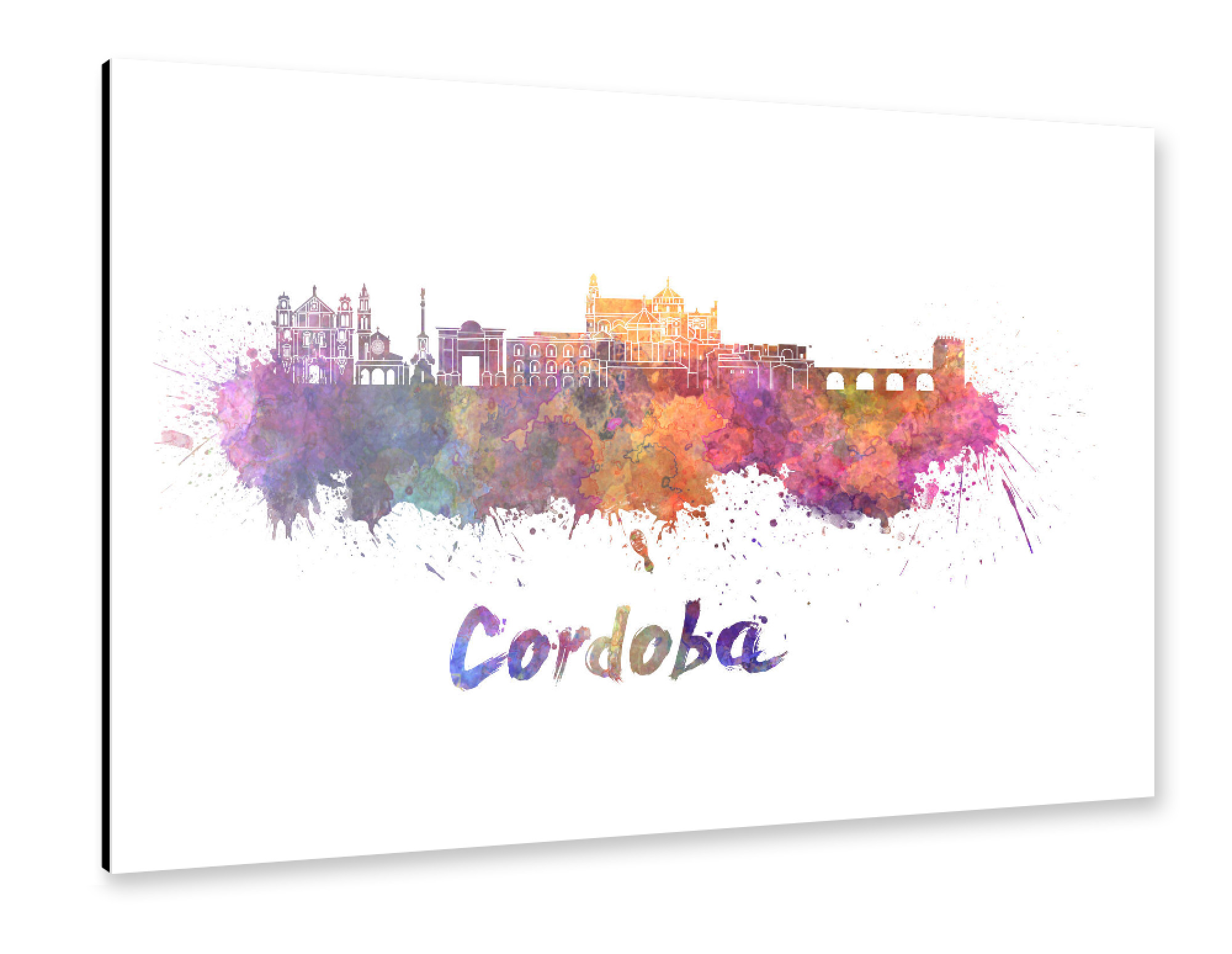 Alu-Dibond "CORDOBA skyline in watercolor-b" 30x20 cm artboxONE