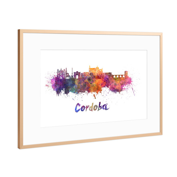 Poster mit Rahmen Kupfer "CORDOBA skyline in watercolor-b" artboxONE - Städte,Abstrakt,Architektur