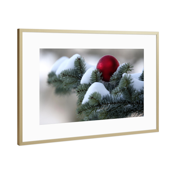 Poster mit Rahmen Gold "Weiße Weihnachten" artboxONE - Natur,Weihnachten
