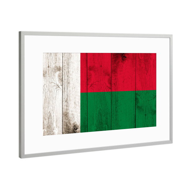 Poster mit Rahmen Silber "Madagaskar vintage flag" artboxONE - Reise,Reise / Afrika,Reise / Länder