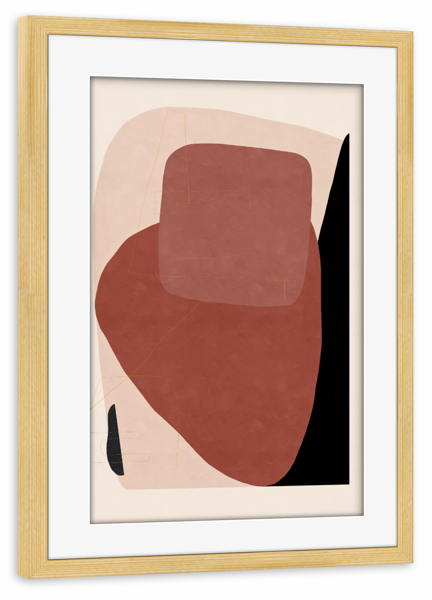 Poster mit Rahmen kiefer "Vase Nature" artboxONE - Abstrakt,Geometrie - Geometric,Flower,Leaf,Shape,Modern,New,Vase,Abstrakt,Formen,Shapes,Abstract