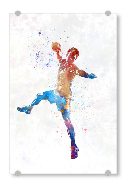 Acrylglasbild "Handball player in watercolor-l" artboxONE - Abstrakt,Sport