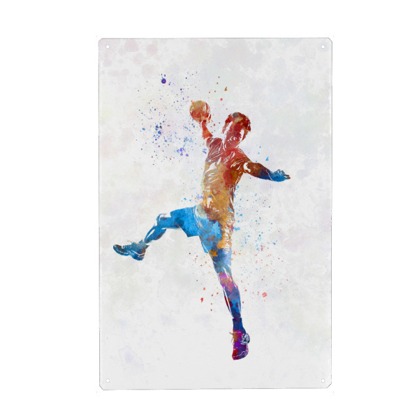 Metall Poster "Handball player in watercolor-l" artboxONE - Abstrakt,Sport