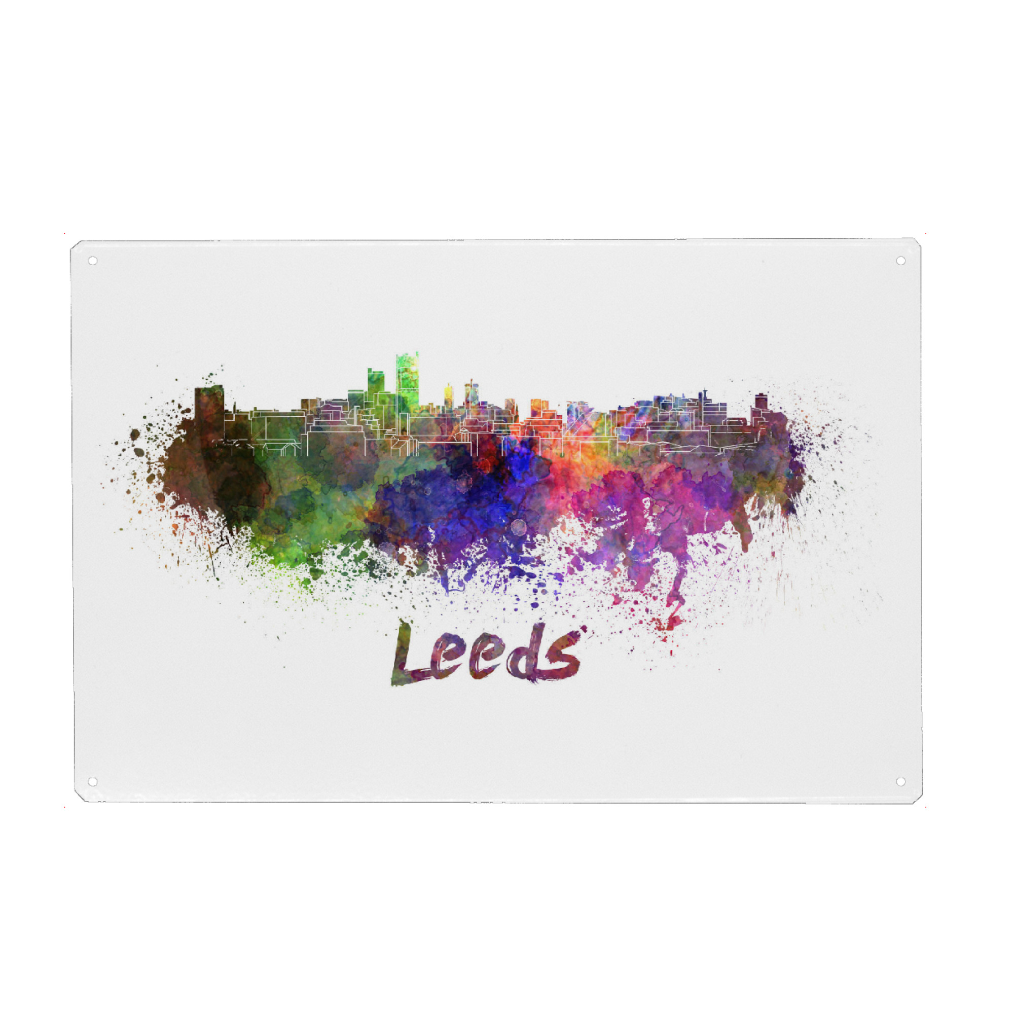 Holzbild "Leeds skyline in watercolor" artboxONE - Städte,Abstrakt,Architektur
