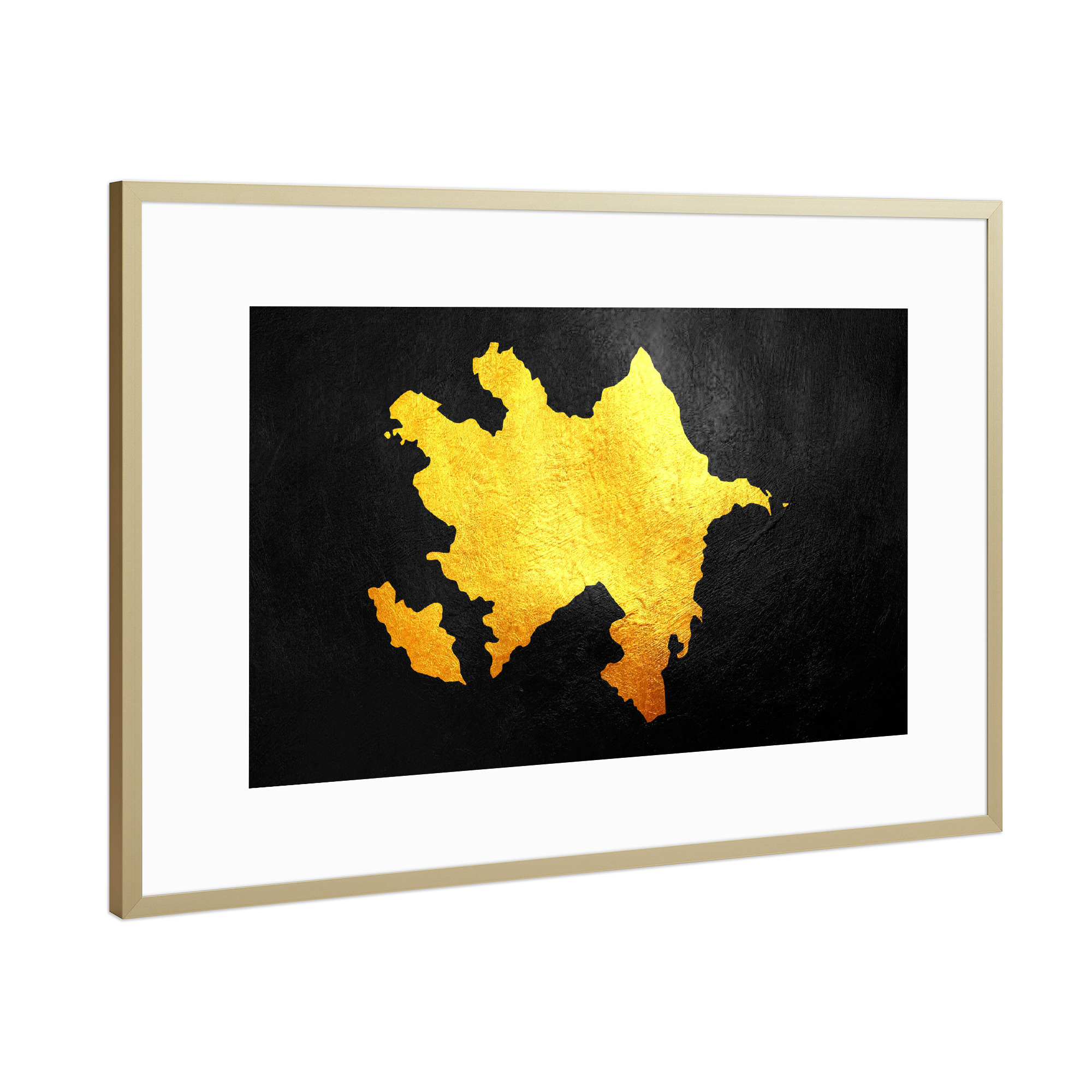 Poster mit Rahmen Gold "Azerbaijan Gold Map" artboxONE - Reise / Länder - Azerbaijan,Gold,Map,Karte