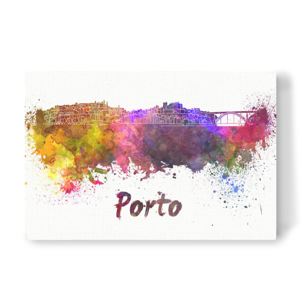 Leinwandbild "PORTO skyline in watercolor" artboxONE - Städte,Abstrakt,Architektur