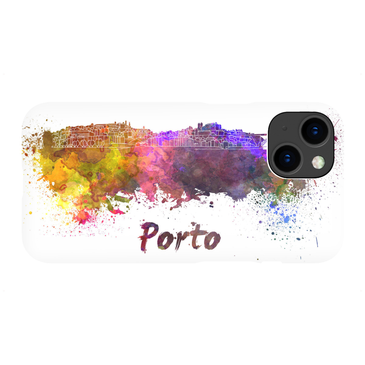 iPhone "PORTO skyline in watercolor" Premium-Case Handyhülle artboxONE