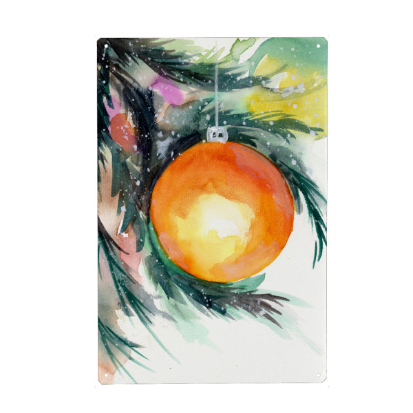 Holzbild "Goldiger Weihnachtsschmuck am Baum" artboxONE - Weihnachten