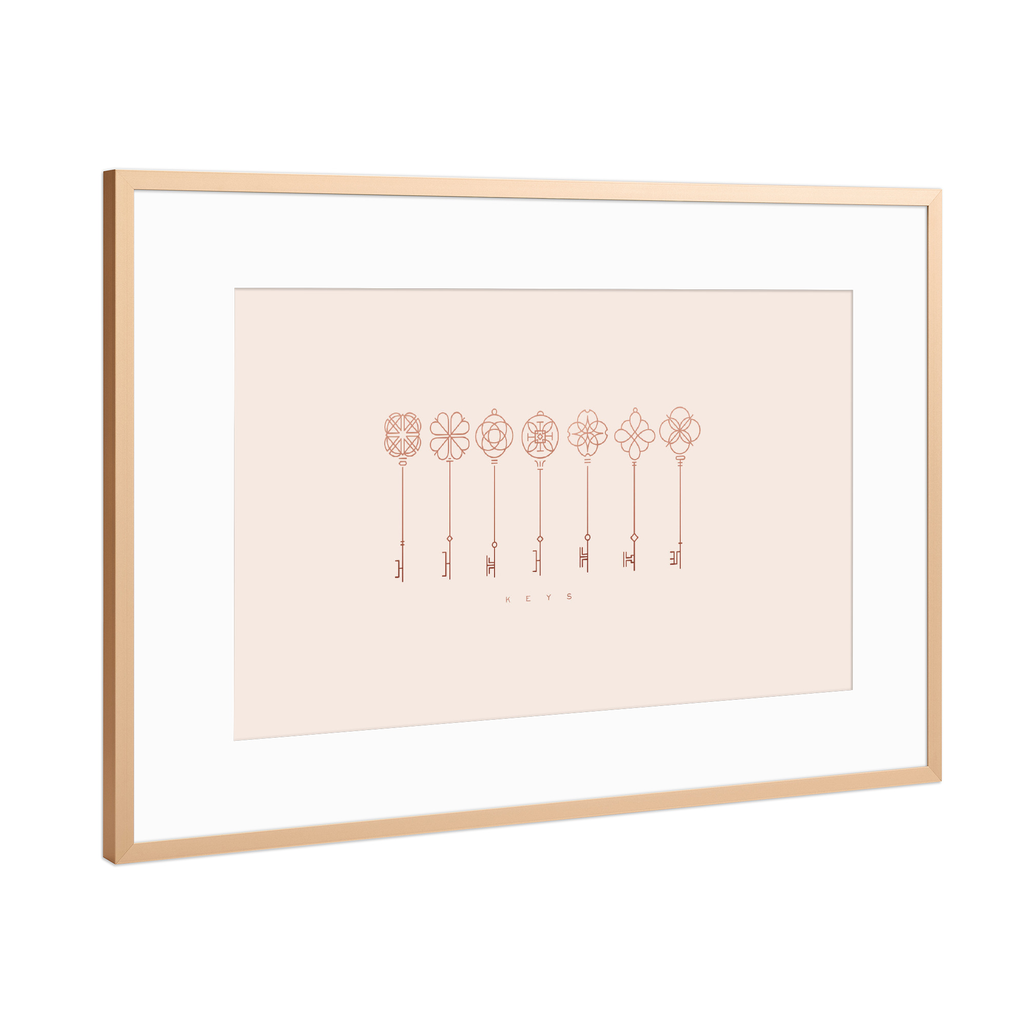 Poster mit Rahmen Kupfer "Modern key collection beige" artboxONE - Architektur,Streetart