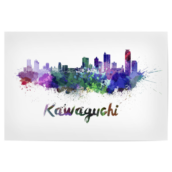 Poster 30x20 cm "KAWAGUCHI skyline in watercolor" artboxONE - Städte,Abstrakt,Architektur