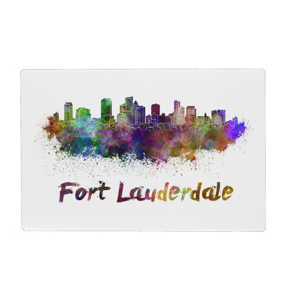 Holzbild "FORT LAUDERDALE skyline" artboxONE - Städte,Abstrakt,Architektur