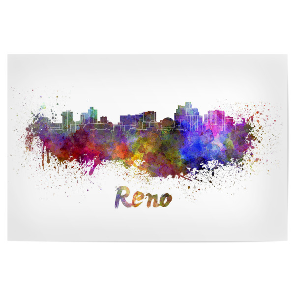 Poster "RENO skyline in watercolor" artboxONE - Städte,Abstrakt,Architektur