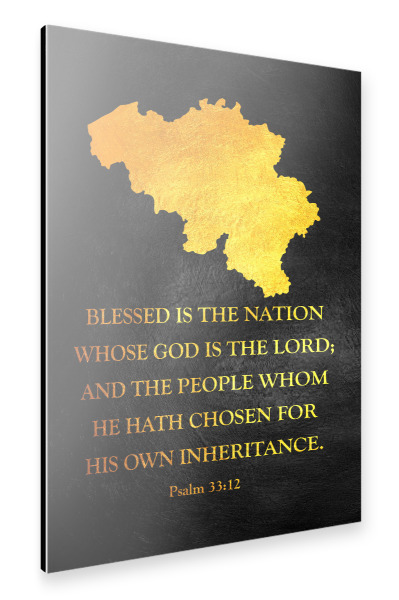 Alu-Dibond "Belgium Bible Verse Gold Map" 30x20 cm artboxONE