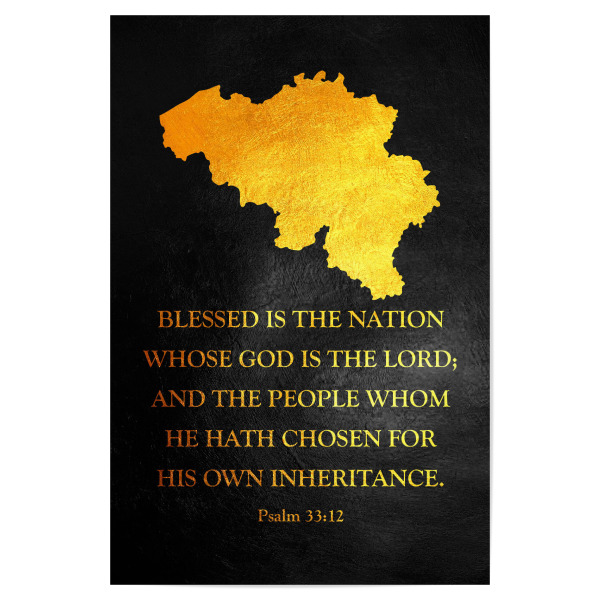 Poster "Belgium Bible Verse Gold Map" artboxONE - Reise / Länder - Belgium,Gold,Map,Karte
