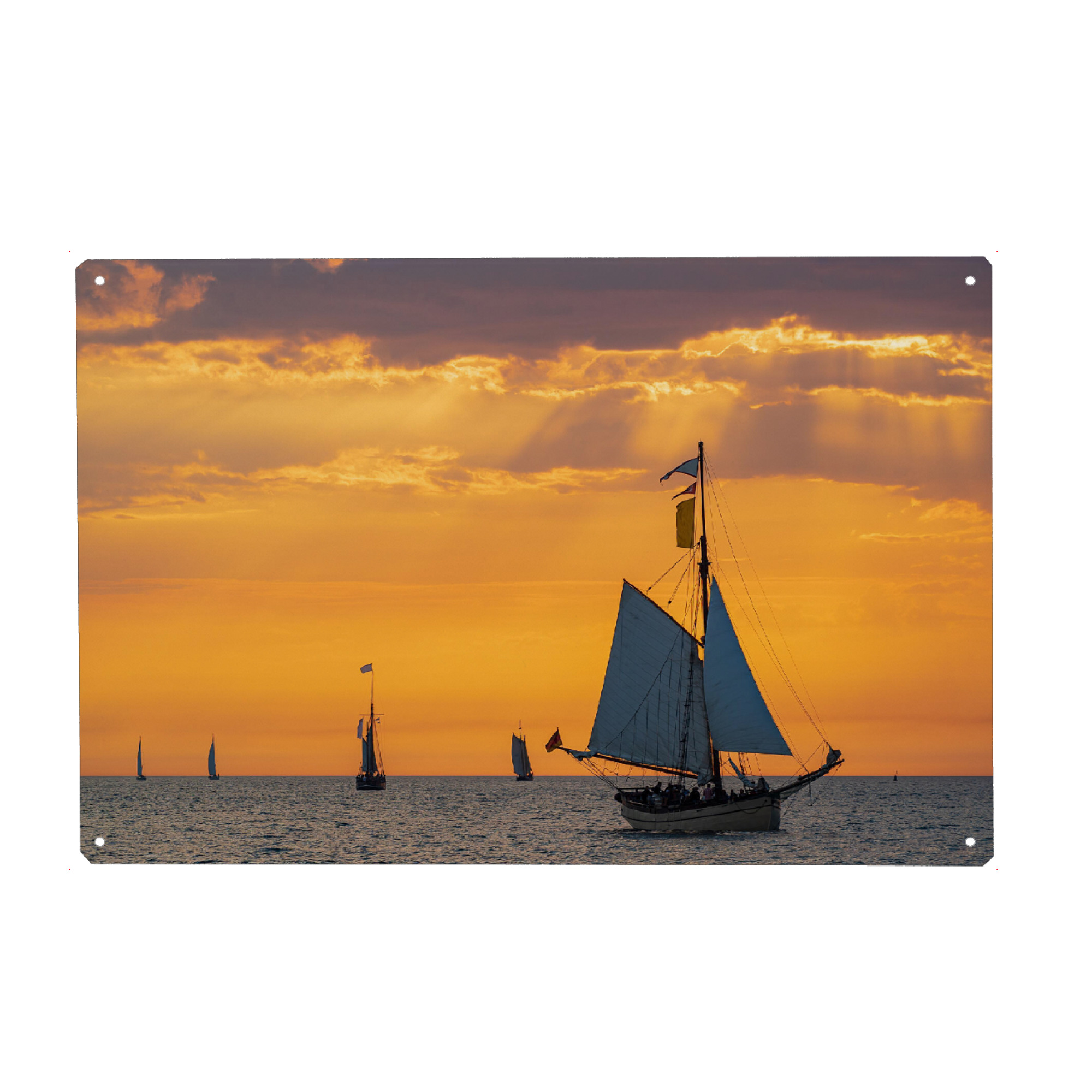 Holzbild "Windjammer, Abend und Ostsee" artboxONE - Natur,Reise,Reise / Strand und Meer