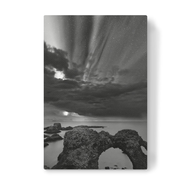 Leinwandbild "Polarlicht in schwarzweiß" artboxONE - Natur,Schwarzweiß,Reise / Strand und Meer