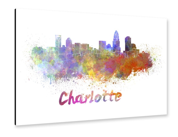 Alu-Dibond "CHARLOTTE skyline in watercolor" 30x20 cm artboxONE