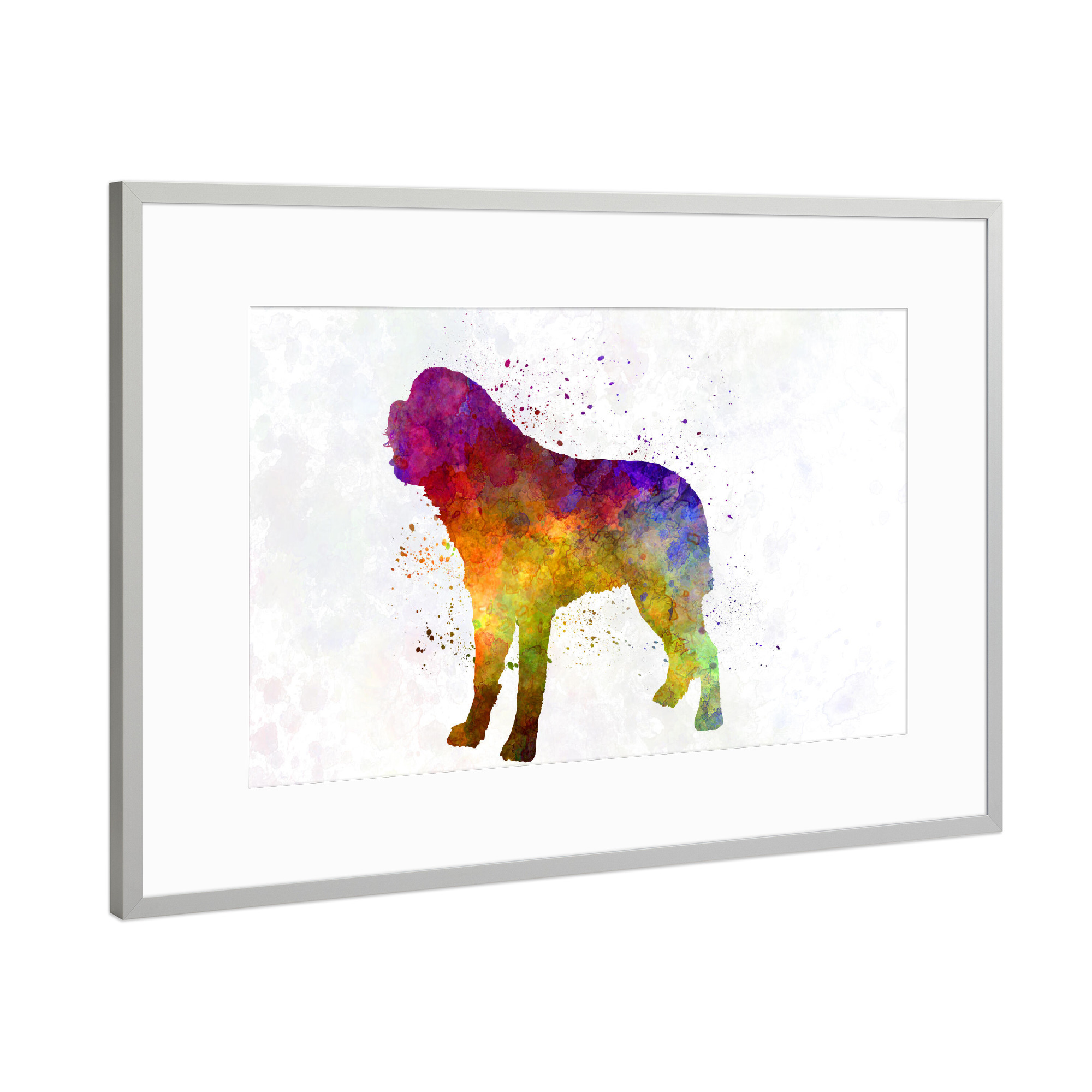 Poster mit Rahmen Silber "Saint Bernard in watercolor" artboxONE - Tiere,Abstrakt