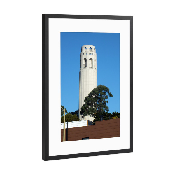Poster mit Rahmen Schwarz (Metallic) "Coit Tower SFO" artboxONE - Städte / San Francisco