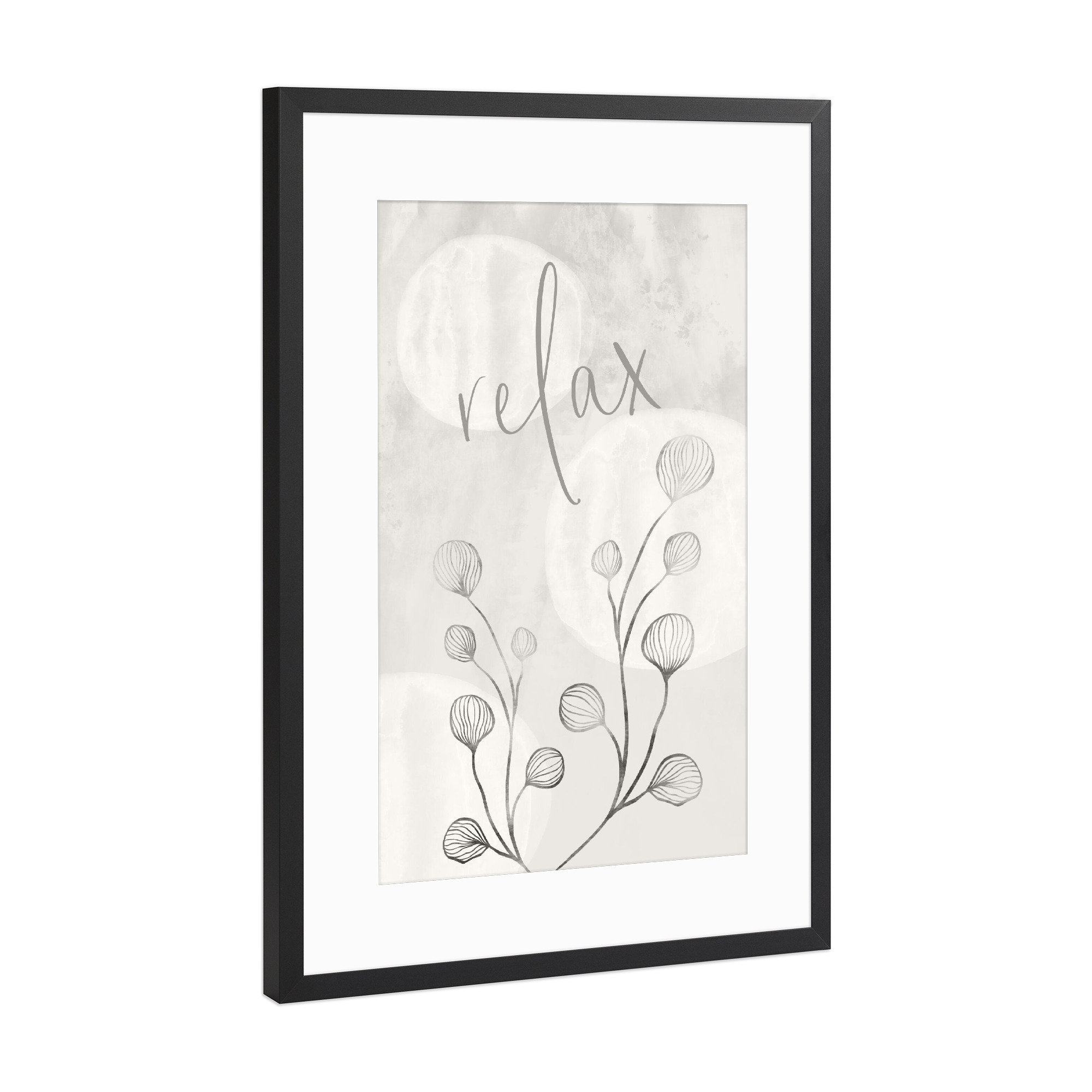 Poster mit Rahmen Schwarz (Metallic) "Relax - Japandi Stil" artboxONE - Typografie,Abstrakt