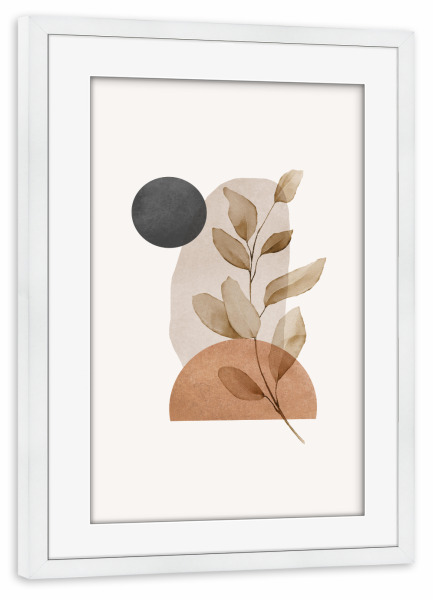 Poster mit Rahmen weiß "Modern Beige Botanical" artboxONE - Natur,Abstrakt