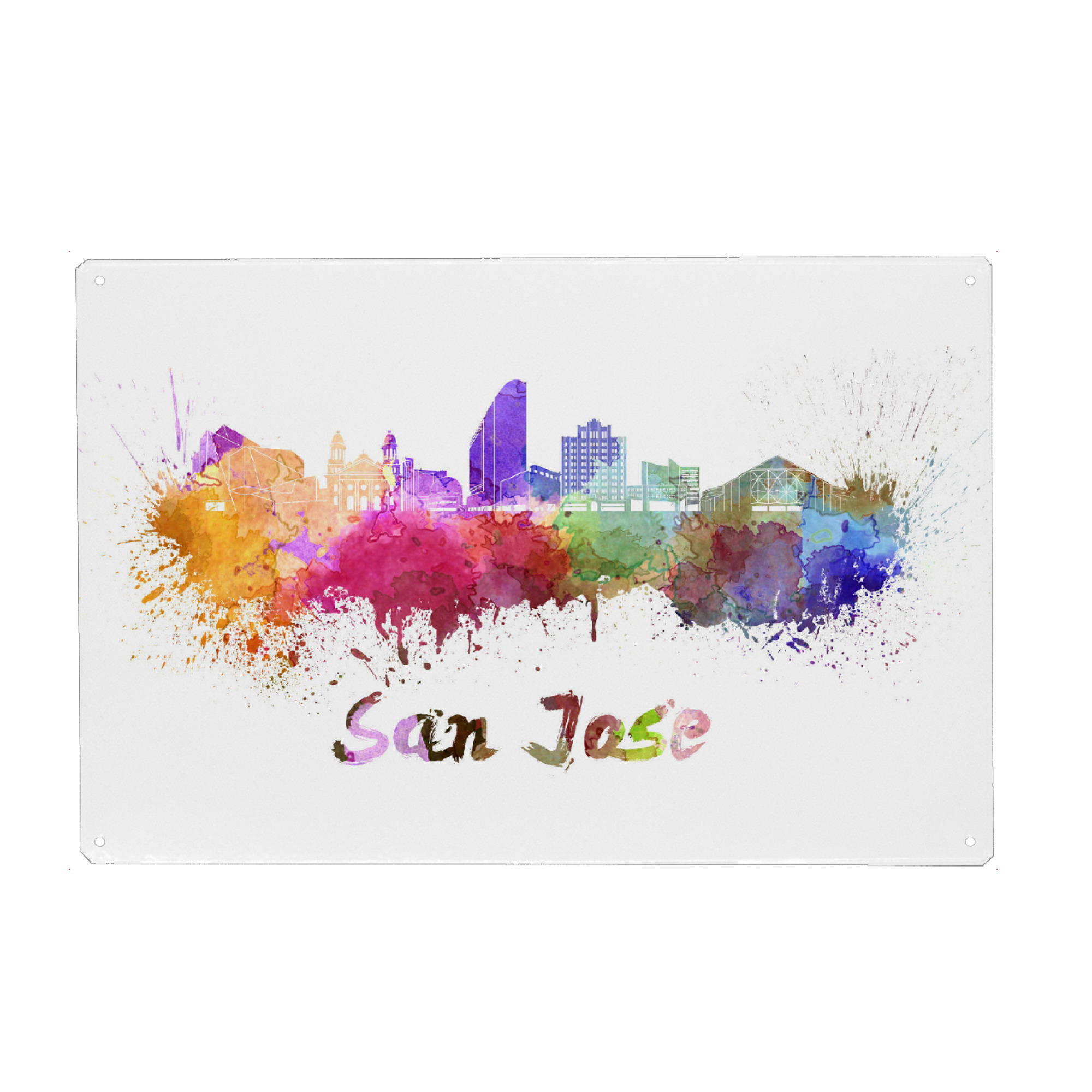 Holzbild "SAN JOSE skyline in watercolor-j" artboxONE - Städte,Abstrakt,Architektur
