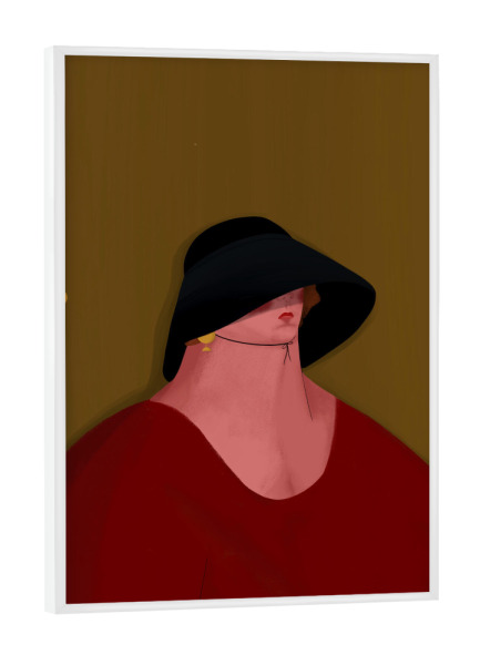 Poster mit weißem Rahmen "Oh. Ofi - Der schwarze Hut" artboxONE - Comic,Menschen,Fashion - Frau,Portrait,Fashion,Mode,Menschen,Woman,Female