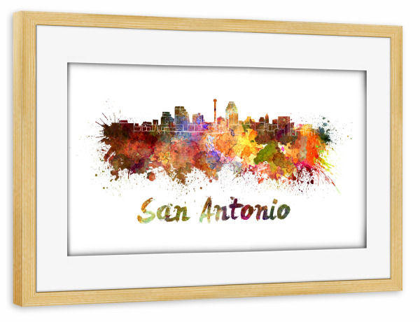 Poster mit Rahmen kiefer "SAN ANTONIO skyline-l" artboxONE - Städte,Abstrakt,Architektur