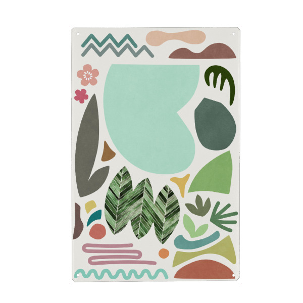 Metall Poster "At the Lake" artboxONE - Natur,Abstrakt - Abstract,Nature,Botanical,Simple,Shape,Colorful,Plant,Tropical,Flora - Blechschild