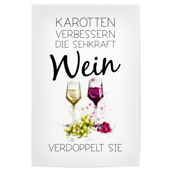 Poster 30x20 cm "Karotten und Wein" artboxONE - Typografie,Essen & Trinken / Alkohol,Essen & Trinken / Obst & Gemüse,Lustig