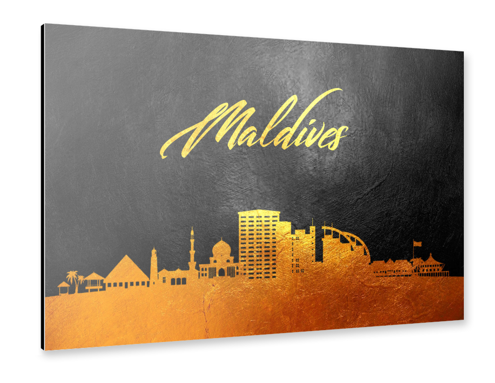 Alu-Dibond "Maldives Gold Skyline" 75x50 cm artboxONE