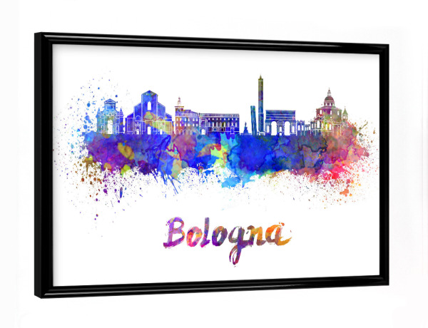Poster mit schwarzem Rahmen "BOLOGNA skyline in watercolor-b" artboxONE - Städte,Reise,Abstrakt,Architektur