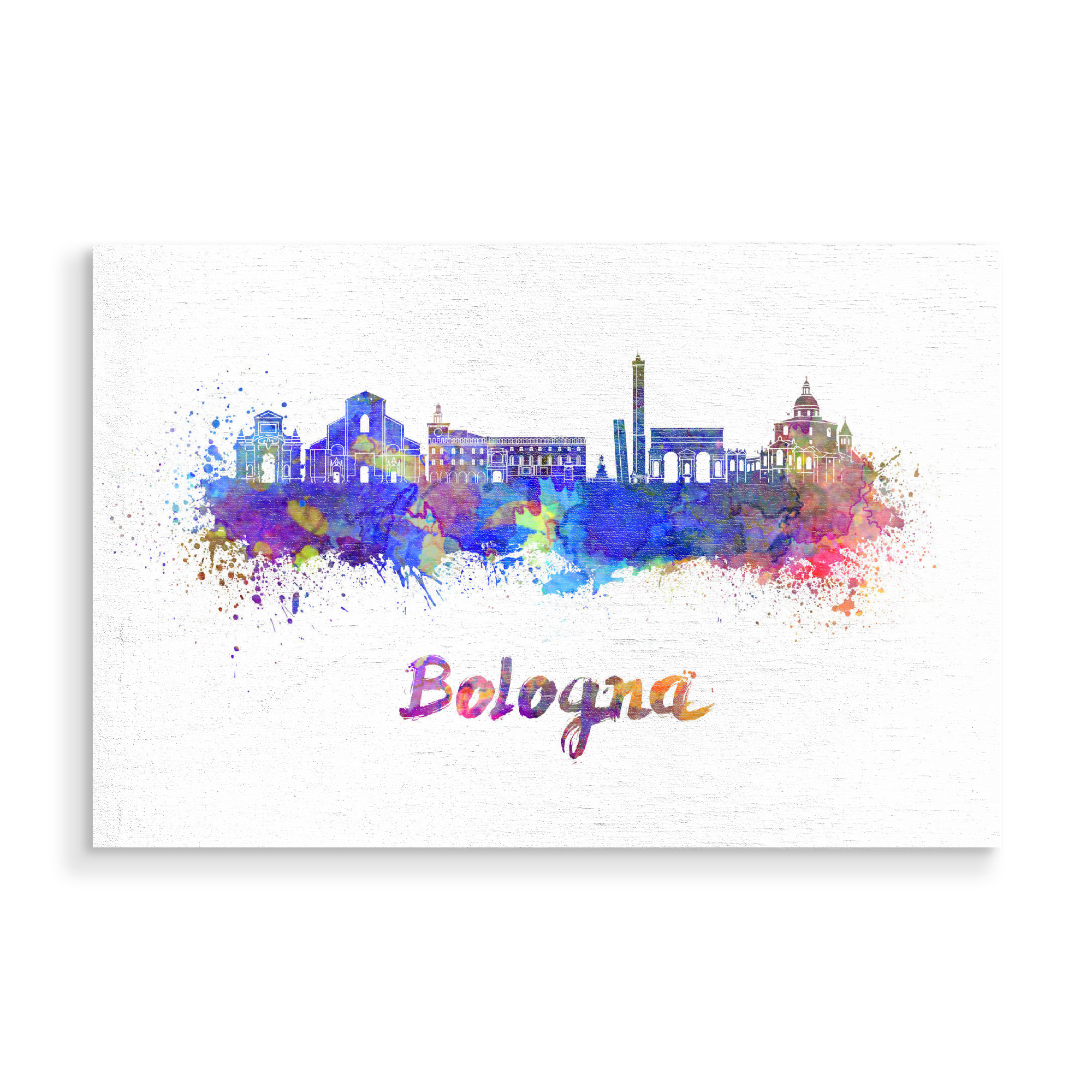 Holzbild "BOLOGNA skyline in watercolor-b" artboxONE - Städte,Reise,Abstrakt,Architektur