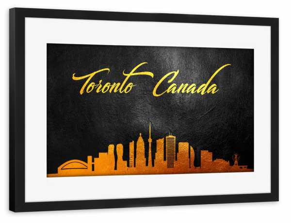 Poster mit Rahmen schwarz "Toronto Canada Gold Skyline" artboxONE - Städte - Toronto,Canada,Gold,Skyline,City,Stadt