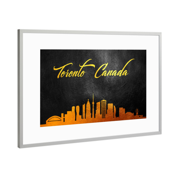 Poster mit Rahmen Silber "Toronto Canada Gold Skyline" artboxONE - Städte - Toronto,Canada,Gold,Skyline,City,Stadt