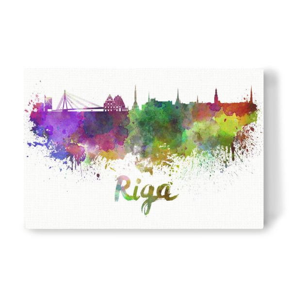 Leinwandbild "RIGA skyline in watercolor-l" artboxONE - Städte,Abstrakt,Architektur