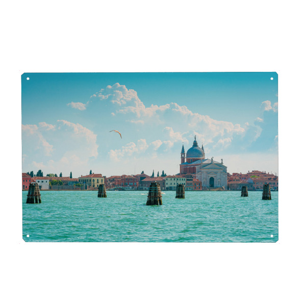 Metall Poster "Sommer in Venedig" artboxONE - Reise,Städte / Venedig - Europa,Kirche,Bauwerk,Reise,Travel,Venedig,Venice,Italien,Italy,Stadt,City