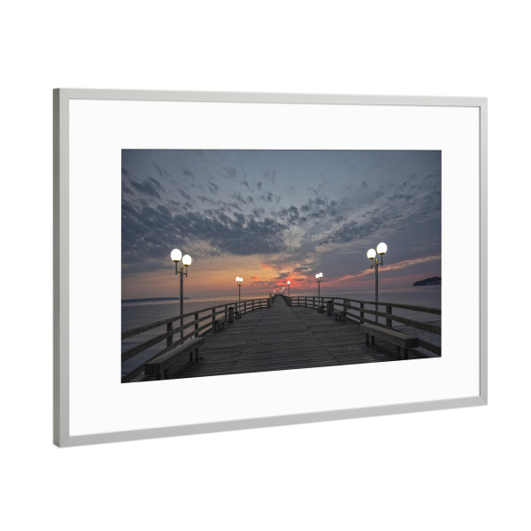 Poster mit Rahmen Silber "Seebrücke Binz" artboxONE - Natur,Reise,Reise / Strand und Meer,Reise / Länder