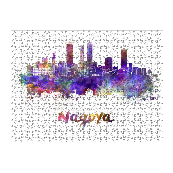 Puzzle Ravensburger "NAGOYA skyline in watercolor" artboxONE - Städte,Abstrakt,Architektur