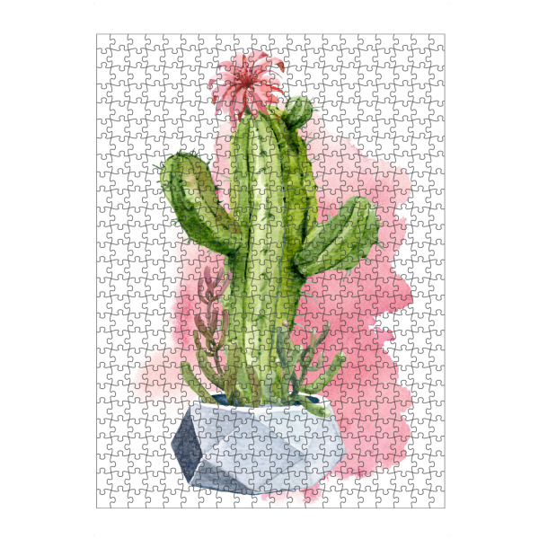 Puzzle Ravensburger "Kaktus mit Blüte im Topf" artboxONE - Natur,Floral - Kaktus,Grün,Blüte,Blume,Wüste,Stachel,Desert,Cacteen,Plant,Pflanze