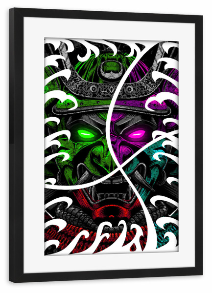 Poster mit Rahmen schwarz "Samurai warrior in ocean" artboxONE - Städte / Tokio