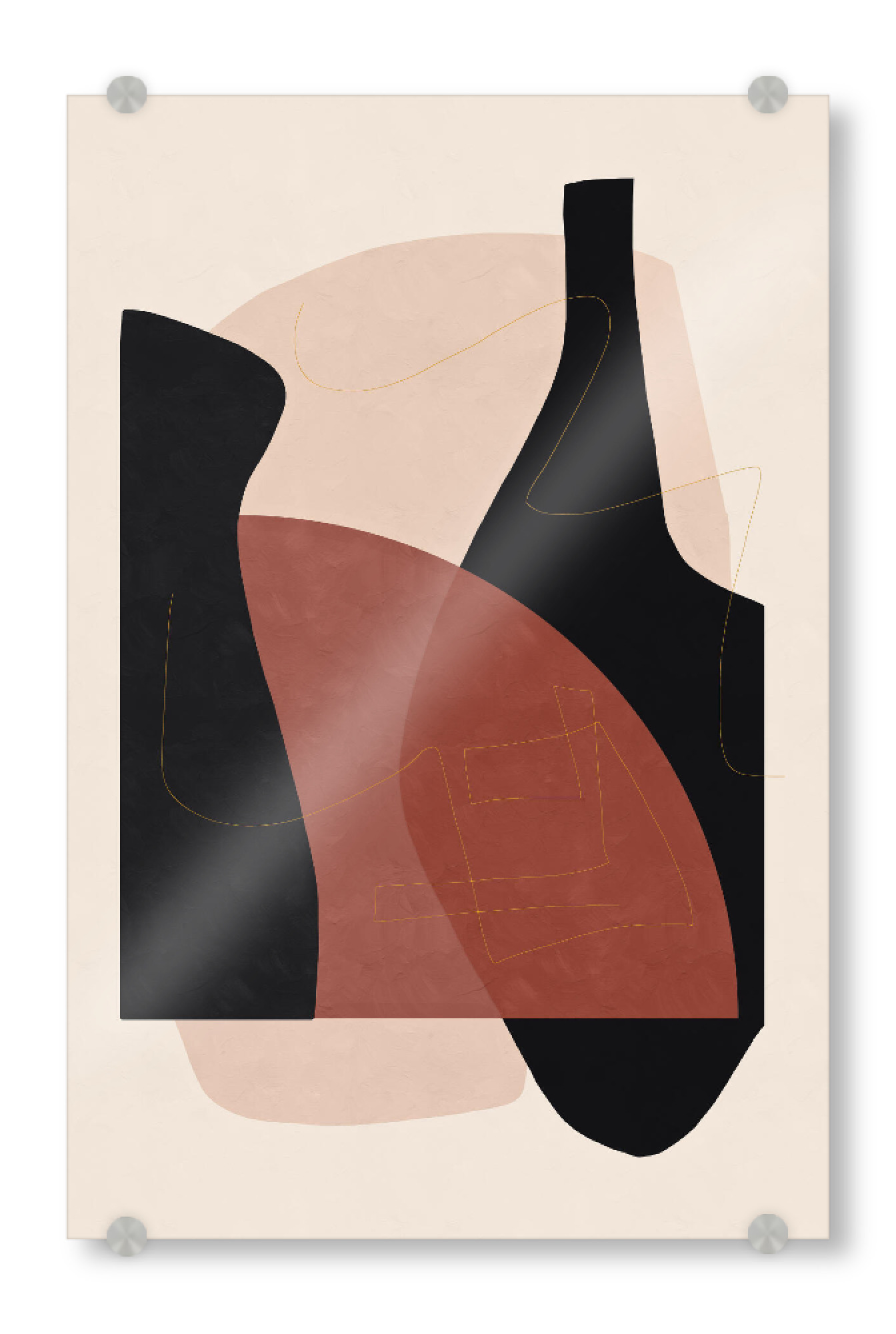 Acrylglasbild "Vase Black" artboxONE - Abstrakt,Geometrie - Abstract,Geometric,Flower,Leaf,Shape,Modern,Vase,Shapes,Formen,Abstrakt
