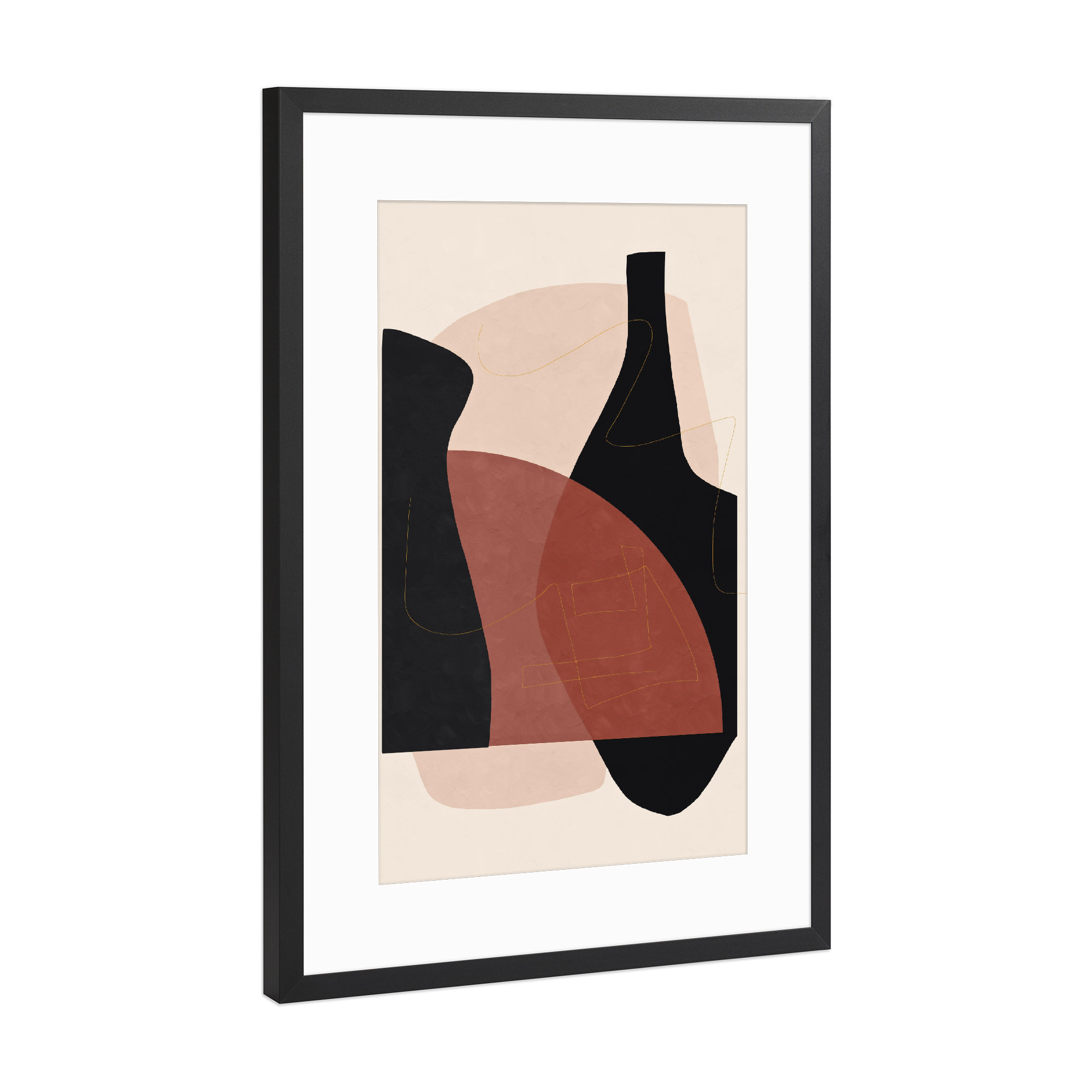 Poster mit Rahmen Schwarz (Metallic) "Vase Black" artboxONE - Abstrakt,Geometrie