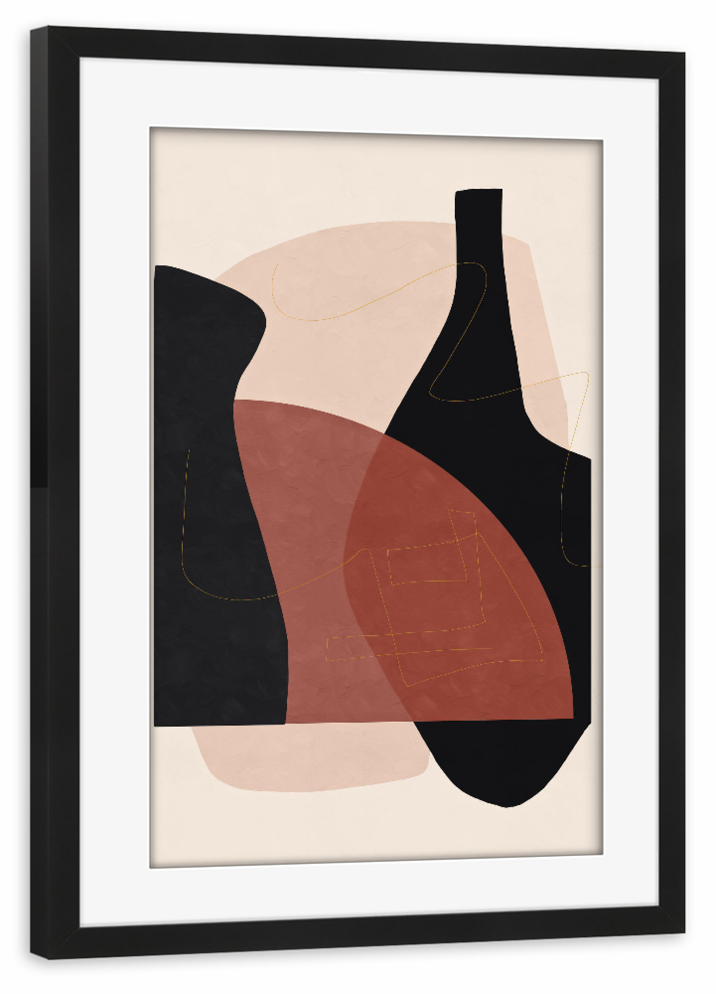 Poster mit Rahmen schwarz "Vase Black" artboxONE - Abstrakt,Geometrie - Abstract,Geometric,Flower,Leaf,Shape,Modern,Vase,Shapes,Formen,Abstrakt