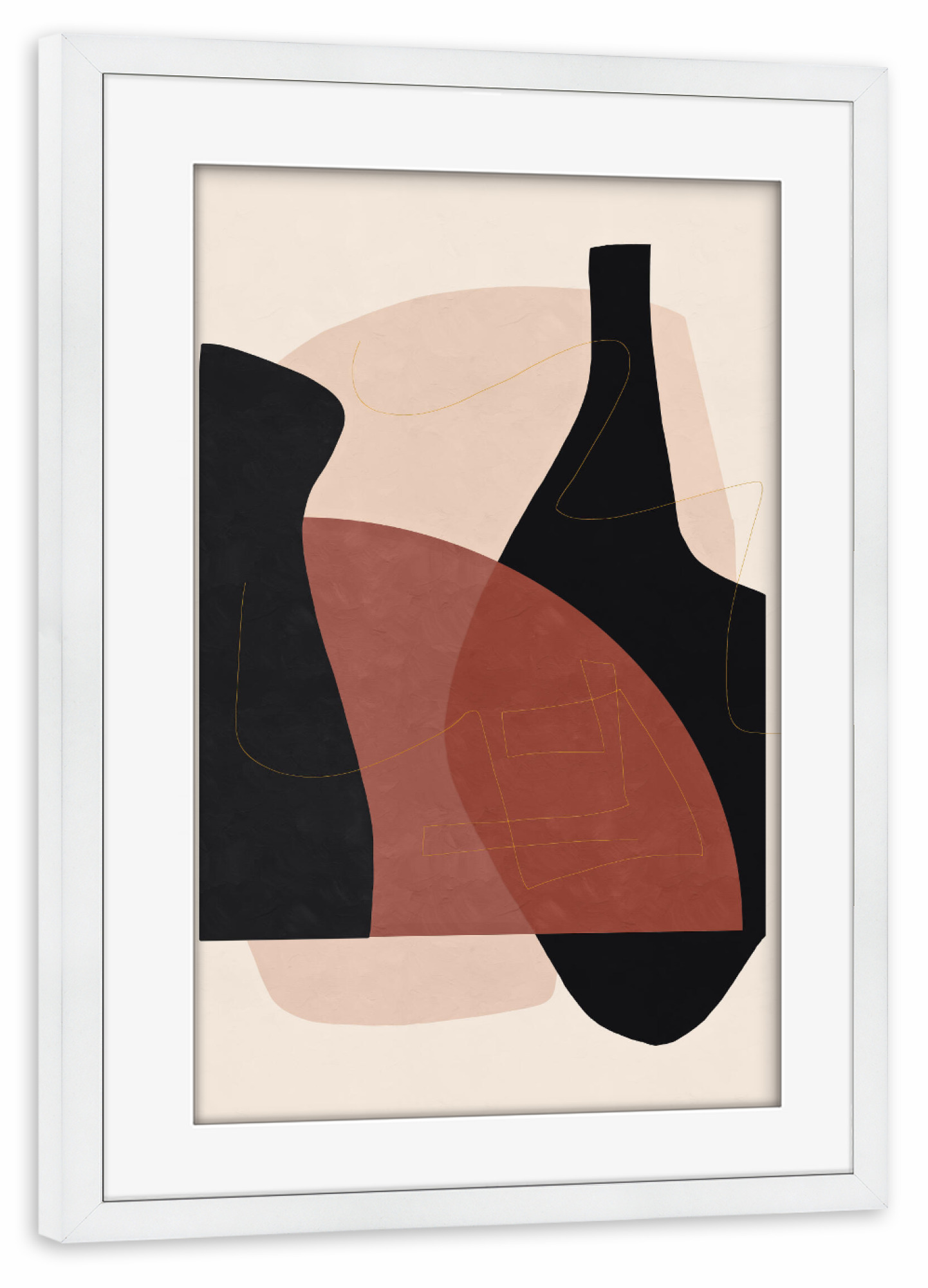 Poster mit Rahmen weiß "Vase Black" artboxONE - Abstrakt,Geometrie - Abstract,Geometric,Flower,Leaf,Shape,Modern,Vase,Shapes,Formen,Abstrakt