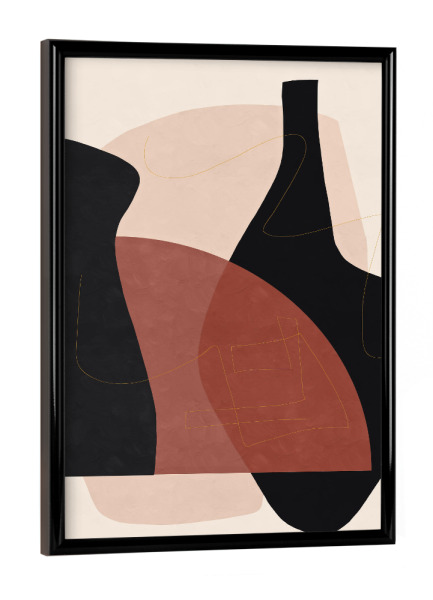 Poster mit schwarzem Rahmen "Vase Black" artboxONE - Abstrakt,Geometrie - Abstract,Geometric,Flower,Leaf,Shape,Modern,Vase,Shapes,Formen,Abstrakt