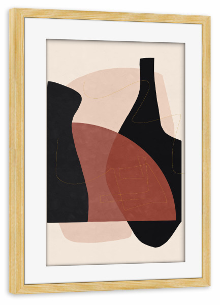 Poster mit Rahmen kiefer "Vase Black" artboxONE - Abstrakt,Geometrie - Abstract,Geometric,Flower,Leaf,Shape,Modern,Vase,Shapes,Formen,Abstrakt