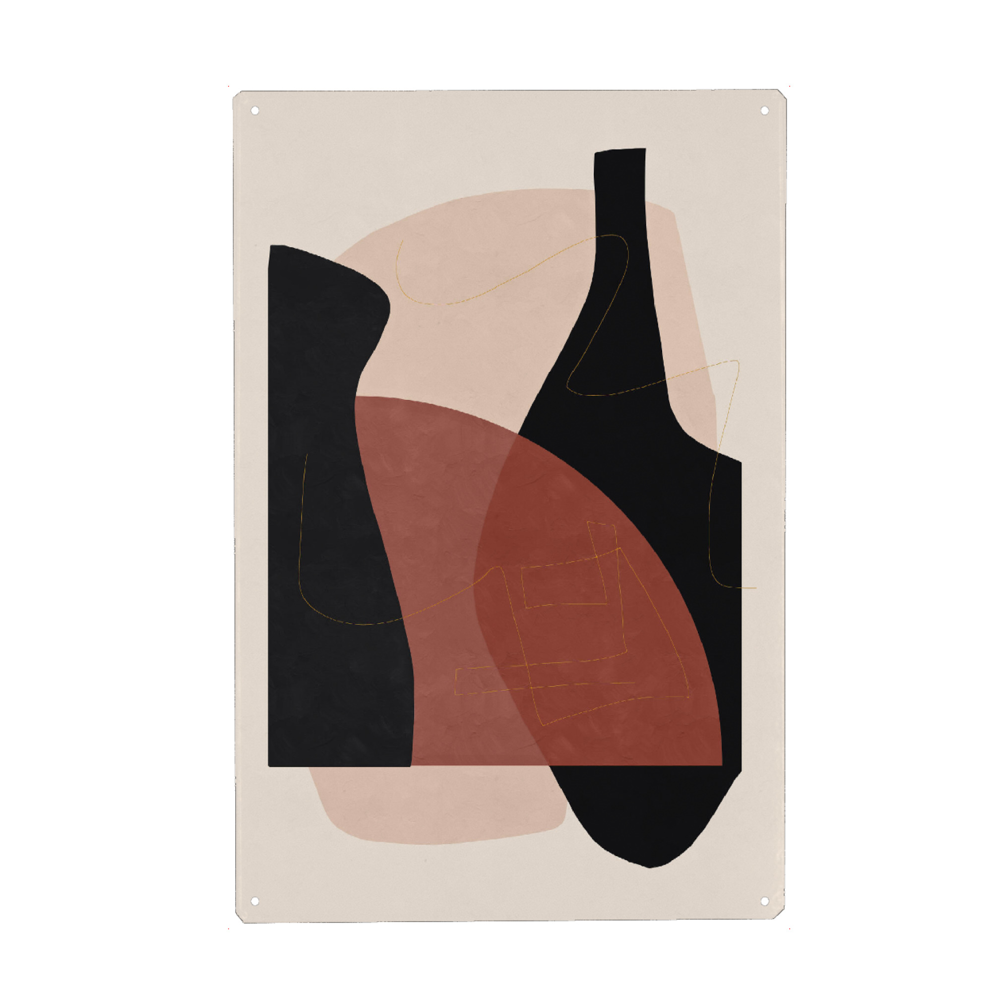 Metall Poster "Vase Black" artboxONE - Abstrakt,Geometrie - Abstract,Geometric,Flower,Leaf,Shape,Modern,Vase,Shapes,Formen,Abstrakt - Blechschild